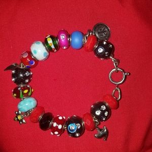 A multicolored murano glass charm bracelet